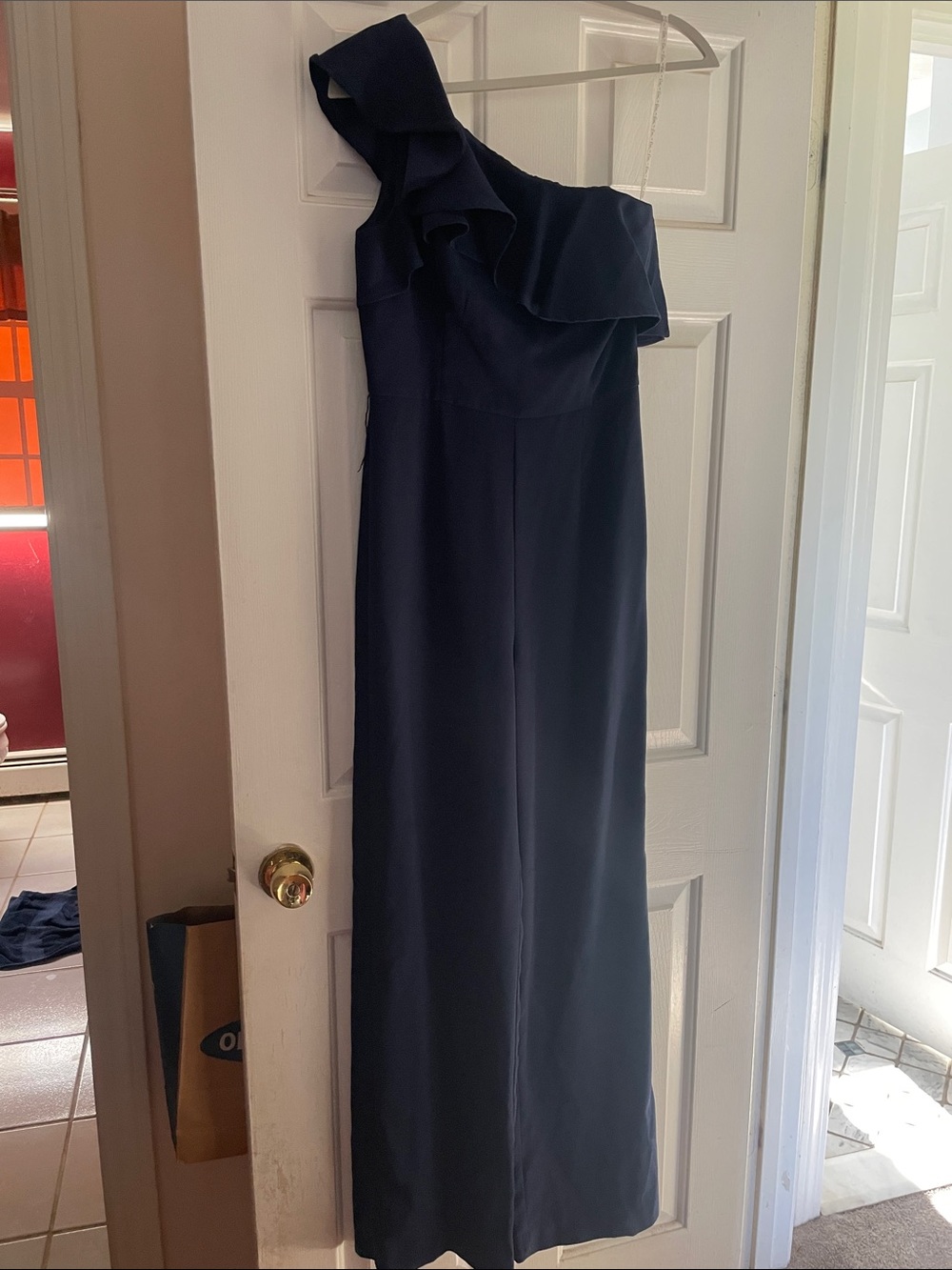 Lilly Pulitzer One-Shoulder Navy Ruffle romper
